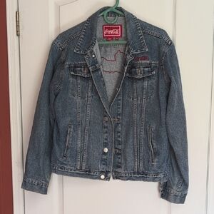 Coca Cola Blue Denim Jean Jacket with Red Logo